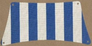 sailbb21-1G Zeil 30x15 trapeze met blauwe strepen wit gebruikt *5D000