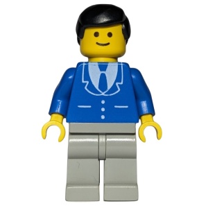 trn070G Suit met 3 Buttons blauw - Lichtgrijze benen, Zwarte Male Hair gebruikt *0M0000