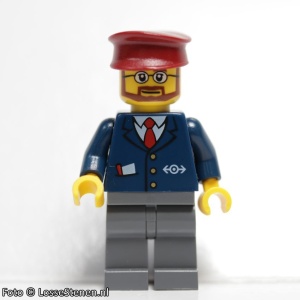 trn148G Conducteur, donkerblaue pak met trenlogo, donkerrode pet gebruikt *0M0000