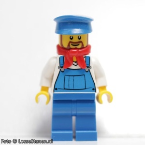 trn228 Machinist, blauwe platte pet, V-hals overall, NIEUW *0M0000