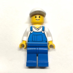 twn138G Blauwe overall, V-hals shirt, blauwe benen en witte pet gebruikt *0M0000