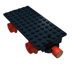 x487c01-11G Trein, basis 6x12 voor wagon MET rode en blauwe magneet zwart gebruikt *