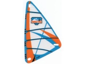 x772px2-12G Zeil 9x15 Oranje en blauw Arctic patroon (plastic) transparant gebruikt *5D000