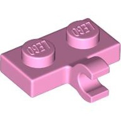 11476-104 Platte plaat 1x2 met horizontale clip LANGE einde roze, helder NIEUW *1B291