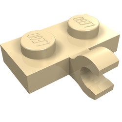 11476-2 Platte plaat 1x2 met horizontale clip LANGE einde crème NIEUW *1B291