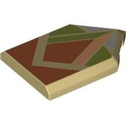 22385pb276-2 Tegel 2x3 zeskantig met vijfhoek donkeroranje olijkgroen caramel crème NIEUW *