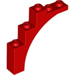 2339-5 Steen, halve boog 1x5x4 (trapsgewijs) rood NIEUW *1B379