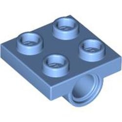2444-42G Platte plaat 2x2 met 1 pingat onder blauw, midden gebruikt *6K09
