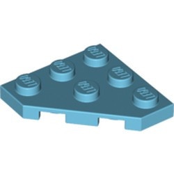 2450-156 Platte plaat 3x3 afgekapte hoek blauw, middenazuur NIEUW *5A017