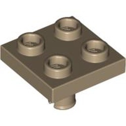 2476-69 Platte plaat 2x2 met pin aan onderzijde crème,donker NIEUW *1B328