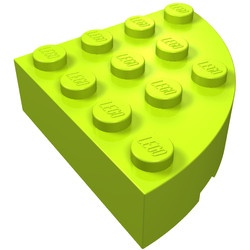 2577-34G Steen, 4x4 gebogen hoek massief lime gebruikt *1F022