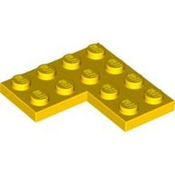 2639-3G Platte plaat 4x4 hoek geel gebruikt *1L227
