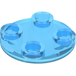 2654-74 Platte plaat 2x2 rond afgeronde bodem transparant middenblauw NIEUW *1B148