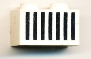 3004p06-1G Steen 1x2 opdruk zwarte grille wit gebruikt *5V02-01