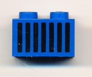 3004p06-7G Steen 1x2 opdruk zwarte grille blauw gebruikt *5V02-10