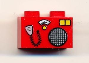 3004pb009-5G Steen 1x2 Radio en microfoon rood gebruikt *5V02-09