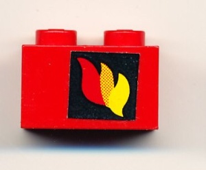 3004pb024-5G Steen 1x2 Brandweer Logo (Sticker) rood gebruikt *5V02-09