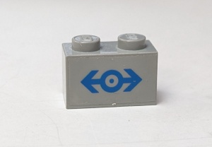 3004pb029-9G Steen 1x2 Blauw treinlogo (Sticker) lichtgrijs (klassiek) gebruikt *5V02-12