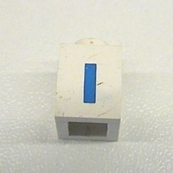 3005ptIb-1G Steen 1x1 met letter I dik wit gebruikt *5V01-13