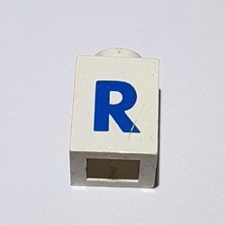 3005ptRb-1G Steen 1x1 met letter R dik wit gebruikt *5V01-14