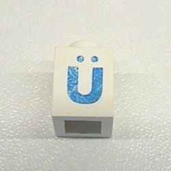 3005ptUdiaerb-1G Steen 1x1 met letter Ü dik wit gebruikt *5V01-15