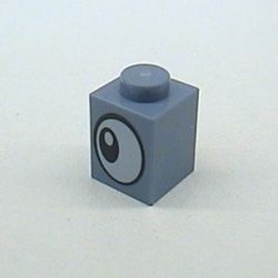 3005px7-55 Steen 1x1 oog met zwarte pupil blauw, zandkleurig NIEUW *