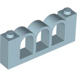 30077-62G Hek met halfronde spijlen 1x6x2 blauw, licht gebruikt *1C027