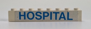3008pb004-1G Steen 1x8 Blauwe letters HOSPITAL (Sticker) wit gebruikt *5V08-01