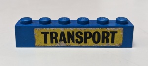 3009pb076-7G Steen 1x6 TRANSPORT op gele achtergrond (Sticker) blauw gebruikt *5V06-10