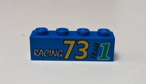 3010pb015-7G Steen 1x4 met RACING en 73 blauw gebruikt *5V04-15
