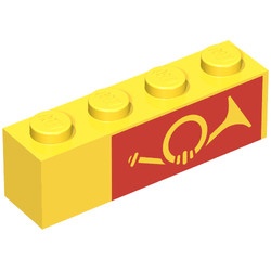 3010pb024-3G Steen 1x4 met postlogo rechts geel gebruikt *5V04-06