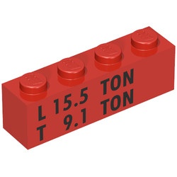 3010pb032-5G Steen 1x4 L 15.5 ton en T 9.1 ton rood gebruikt *5V04-09