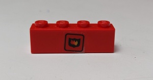 3010pb056-5G Steen 1x4 klein brandweerlogo (Sticker) rood gebruikt *5V04-10