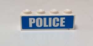 3010pb103-1G Steen 1x4 met POLICE op blauwe achtergrond (Sticker) wit gebruikt *5V04-04