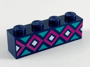 3010pb276-63 Steen 1x4 lichtturquiose, magenta en witte ruiten blauw, donker NIEUW *0K0000