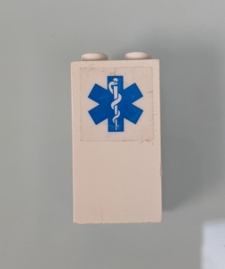 30145pb003-1G Steen 2x2x3 met EMT Ster (Sticker) wit gebruikt *5S002
