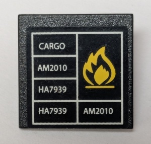 30258pb020-11G Verkeersbord- vierkant, met clip, oranje vlam en witte tabel (Sticker) zwart gebruikt *1E009