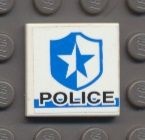 3068bpb0009-1G Tegel 2x2 Embleem POLICE (Sticker) wit gebruikt *5T05-05
