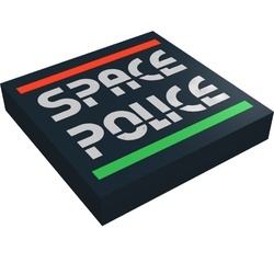 3068bpb0029-11G Tegel 2x2 Space Police ll Logo zwart gebruikt *5T05-30