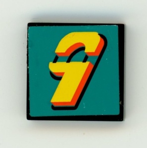3068bpb0105-11G Tegel 2x2 met nummer 9 op turquoise achtergrond (Sticker) zwart gebruikt *5T05-31