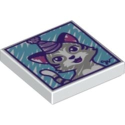 3068bpb1146-1 Tegel 2x2 Cat Wearing Hat Painting wit NIEUW *