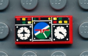 3069bpb0054-5G Tegel 1x2 Vliegtuig en hoogtemeters (Sticker) rood gebruikt *5T02-11