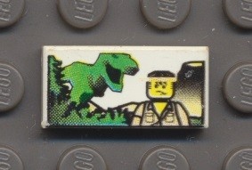 3069bpx16-1G Tegel 1x2 Dinosaurus wit gebruikt *5T02-06