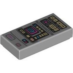 3069pb1449-86 Tegel 1x2 Scherm donkerazuur, middenlavender, oranjed en gele balken (Star Trek) grijs, licht (blauwachtig) NIEUW *