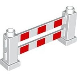 31021p01-1G DUPLO Hek 1x6x2 met rode strepen wit gebruikt *