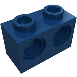 32000-63 Technic, steen 1x2 met 2 gaten blauw, donker gebruikt *1D054