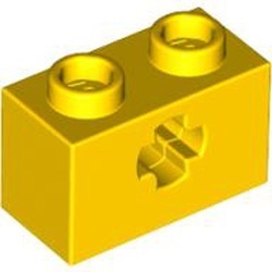 32064-3G Technic, steen 1x2 met asgat geel gebruikt *1D053