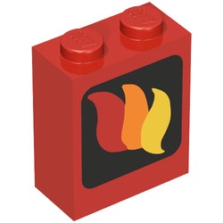 3245bpx8-5G Steen 1x2x2 met brandweer logo (Sticker) rood gebruikt *5V000