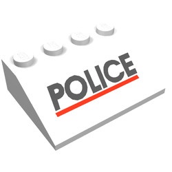 3297pb007-1G Dakpan bedrukt 33 3x4 met zwarte POLICE en rode lijn wit gebruikt *5R000