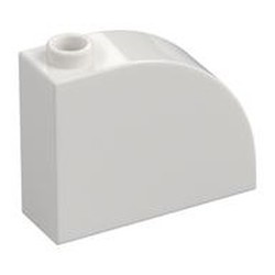 33243-1 Steen, 1x3x2 ronde top 90 graden massief wit NIEUW *1B070